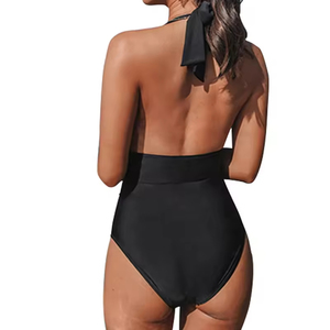 Traje de Baño Personalizado para Mujer, Cuello en V, Sólido, Maillot de Bain, Traje de Baño de Una Pieza sin Espalda, Ropa de Playa - Product Image 2