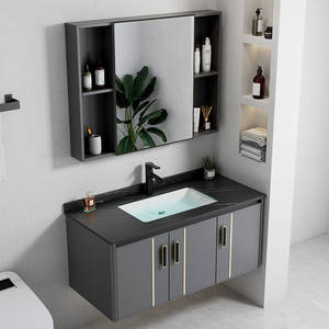 Mobile <span class=keywords><strong>Bagno</strong></span> Moderno per Hotel e Appartamenti, in Lega di Alluminio con Finitura Laccata, Lavabo Integrato in Ceramica, Armadietti Quadrati Intelligenti - Product Image 6