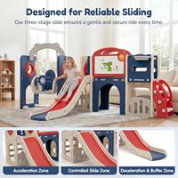 Ensemble de jeux pour tout-petits 12-en-1 avec toboggan, balançoire, structure d'escalade autoportante, panier de basket et aire de jeu extérieure pour jardin, haute densité
