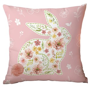 Housses de coussin modernes tissées carrées à motif floral <span class=keywords><strong>Lapin</strong></span> de Pâques, décoratives, rose printanier, pour la <span class=keywords><strong>maison</strong></span> - Product Image 5
