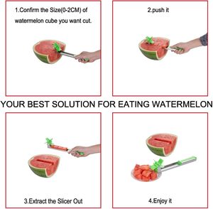 Ustensile de cuisine : Coupe-fruits manuel en acier inoxydable pour fruits d'été, coupe-pastèque en dés facile, coupe-dés en forme de moulin à vent, écologique - Product Image 4