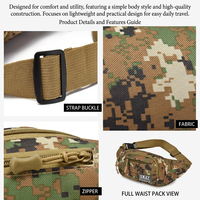 Sac banane tactique camouflage, sac de taille étanche en tissu Oxford, sac de poitrine réglable pour hommes et femmes, sac de travail extérieur pour espèces