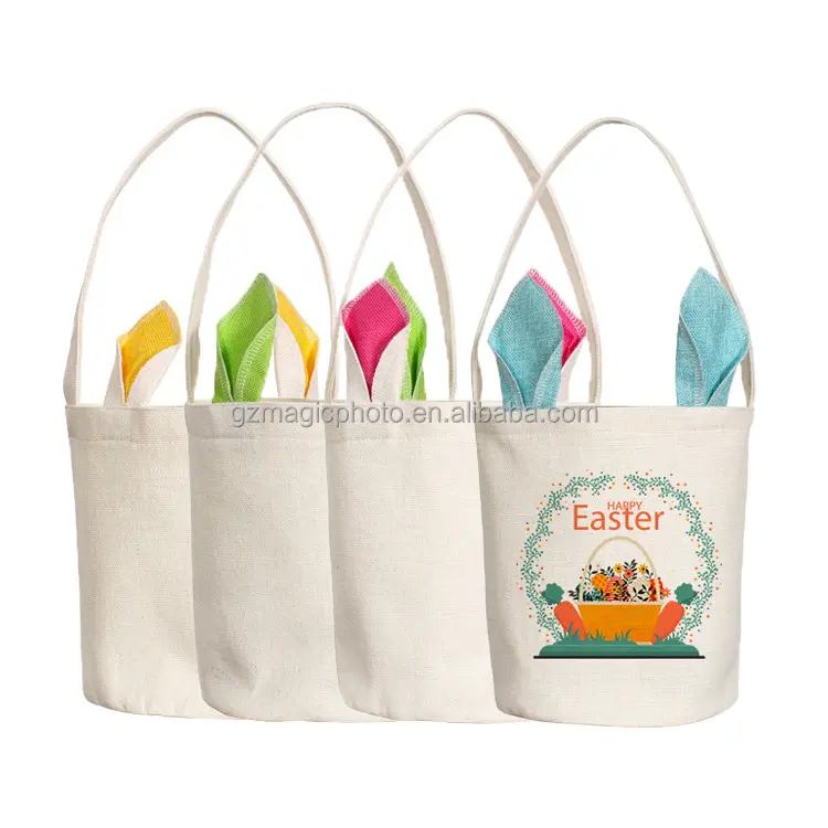 Hot-selling Sublimation Linen Easter Bunny Bag Easter Basket Basket