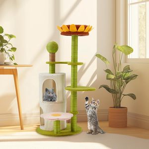 Gaya baru mewah pohon kucing bunga Menara kucing bunga lucu dengan tiang penggaruk Sisal untuk kucing dalam ruangan kecil - Product Image 3
