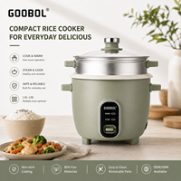 Cuiseur à riz et cuiseur vapeur électrique portable mini >6L en alliage d'aluminium avec contrôle mécanique du minuterie, chauffage par le bas et revêtement antiadhésif