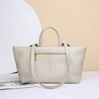 Sac fourre-tout en cuir véritable souple pour femme – Minimaliste, spacieux et pratique pour le quotidien – Sac à main à poignée supérieure et sac à bandoulière pour le travail quotidien