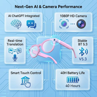 Lunettes Intelligentes Unisexe avec Appel Audio, Traducteur IA, Assistant Vocal Tactile, Lunettes de Soleil Sans Fil, Lunettes Meta