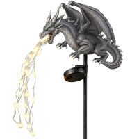 Lampe solaire de jardin en résine dorée Dragon Volant, étanche, avec LED à effet de flamme, pour la décoration de pelouse, de jardin et de patio