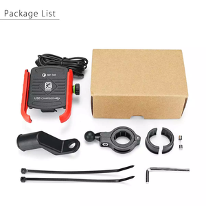 <span class=keywords><strong>Support</strong></span> de téléphone pour moto et vélo rotatif à 360 degrés, étanche, avec chargeur USB, en alliage d'aluminium - Product Image 4