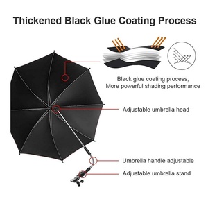 Parasol universel pour poussette d'animal de compagnie avec pince, réglable à 360 degrés, protection UV, pare-soleil imperméable pour chariot - Product Image 4