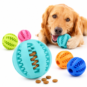 Natural Rubber <b>Dog</b> Puzzle Interactive Treat Bite Resistant Watermelon Chew <b>Ball</b> Toy Durable Puppy Toys Slow Feeder Play Teeth - Product Image 1