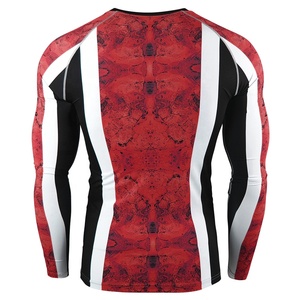 Vente en gros de t-shirts de compression longs pour hommes avec logo personnalisé, style sport, impression par transfert thermique, respirant, fabriqué en spandex - Product Image 2