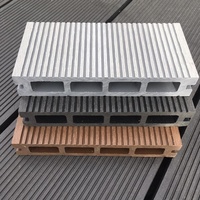 Terrasse extérieure moderne en composite WPC, ignifuge, imperméable, résistante à l'humidité, design creux, finition mate, double couleur