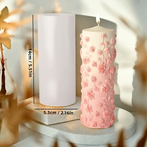 Floral Vine Relief <b>Candle</b> <b>Mold</b> Pillar Shape For Wedding Home Decoration DIY <b>Candle</b> Making Kit Transparent White - Product Image 2