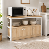 Küchen-Vorbereitungstisch mit Aufbewahrungsschränken, Farmhaus-Kaffeebar-Schrank und Mikrowellenständer