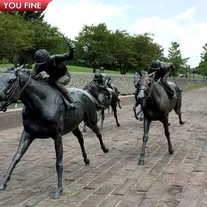 Outdoor Racetrack Decor Large Bronze Horse Racing Sculpture