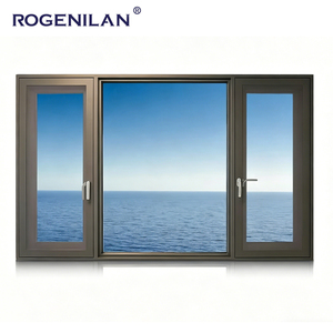 Rogenilan Aluminium Stratifié Verre Fenêtre battante Villa Extérieur Casement Bay Windows Avec Image Fixe Fenêtre - Product Image 1