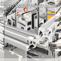 Profilé en aluminium anodisé à rainures en T 8017 25 x 25, extrusion en alliage pour cadre de porte et de fenêtre, clôture