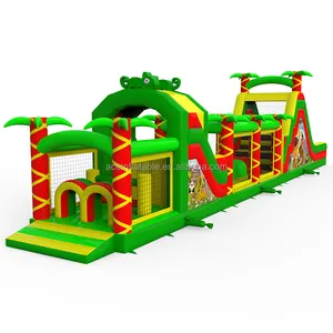 Commercial Kids Fun Run Game Challenge Race Château gonflable gonflable <span class=keywords><strong>de</strong></span> saut Combo Slide <span class=keywords><strong>Jungle</strong></span> Parcours d'obstacles gonflable - Product Image 1