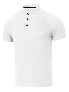 <strong>Mens</strong> Waffle Knit Henley <strong>Shirt</strong> Short Sleeve Stand Collar Anti-Wrinkle Blank Design Slim Fit Breathable Athletic Gym for Tops - Product Image 2