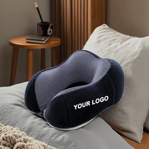 Gối du lịch chữ U có thể điều chỉnh, làm theo yêu cầu, bán sỉ, với chất liệu mút nhớt hỗ trợ cổ, vải không dệt có thể giặt, dùng cho máy bay - Product Image 2