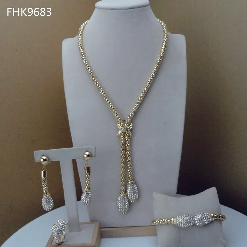 Yuminglai 2020 طقم مجوهرات ذهبية تصميم جديد حجر الراين مجموعات مجوهرات الأفريقية النساء FHK9683