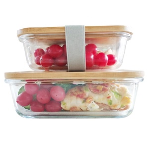 Eco Friendly Food Storage <strong>Containers</strong> <strong>Boxes</strong> Lunch Glass Set With Bamboo Lids - Product Image 6