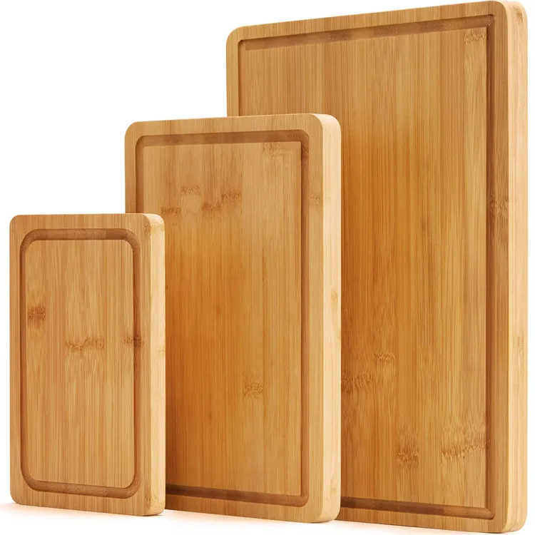 Planches à découper en bois avec poignées en bois pour l'artisanat panneau en forme de bouteille en bambou poignée en métal à rainure de jus écologique pour animaux