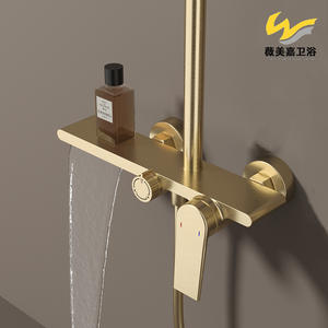 Juego de Grifería para Ducha con Rociador Superior Montado en la Pared, Totalmente de Cobre, Marca Vimijia, con Válvula Mezcladora de Núcleo Cerámico para Agua Fría/Caliente, para Baño de Hotel - Product Image 6