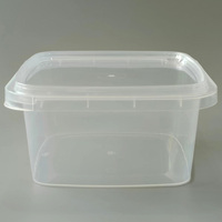 Boîte en plastique PP de 1000 ml avec logo personnalisé pour l'emballage de confiture, conteneur carré transparent de 1 L pour crème glacée avec couvercle