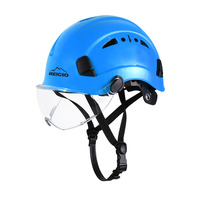 Casque de sécurité ABS avec lunettes de protection, casque de sécurité rigide réglable pour travaux en hauteur, escalade, sauvetage