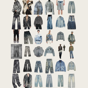 מכנסי ג'ינס קצרים לגברים, בגזרה בינונית, עם הדפס וינטג' בהתאמה אישית, מבד דנים נושם, לקיץ, עם אבני חן, מיצרן בגדי רחוב. - Product Image 3