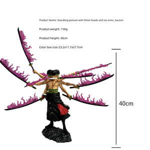 40cm Popular Roronoa Zoro Anime estatua figurita PVC modelo juguete 3 cabezas 6 brazos para una pieza <span class=keywords><strong>nueve</strong></span> cuchillos flujo 2 estilos acción - Product Image 2