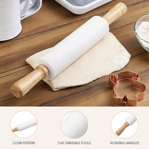 Rouleaux à pâtisserie en silicone écologiques avec manche en bois, surface antiadhésive, compatibles lave-vaisselle, pour la pâtisserie, le fondant, la pâte à <span class=keywords><strong>modeler</strong></span>, la <span class=keywords><strong>pizza</strong></span> - Product Image 3