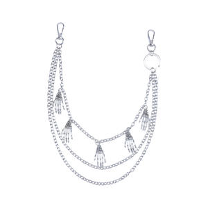 Colgante de mano de esqueleto, cadena de cintura de metal multicapa, accesorio de moda hip hop para Halloween - Product Image 4