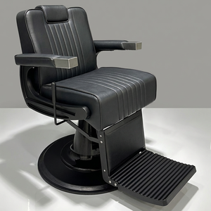 Fauteuil de <span class=keywords><strong>Barbier</strong></span> Vintage Européen Nouveau Design Noir Taakala <span class=keywords><strong>Belmont</strong></span> Luxe Moderne Cuir Base Chromée Pliable pour Salon de Coiffure - Product Image 2