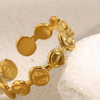 Dreamshow Bijoux de mode minimalistes Bagues Dainty Disc Bague en acier inoxydable plaqué or 18 carats