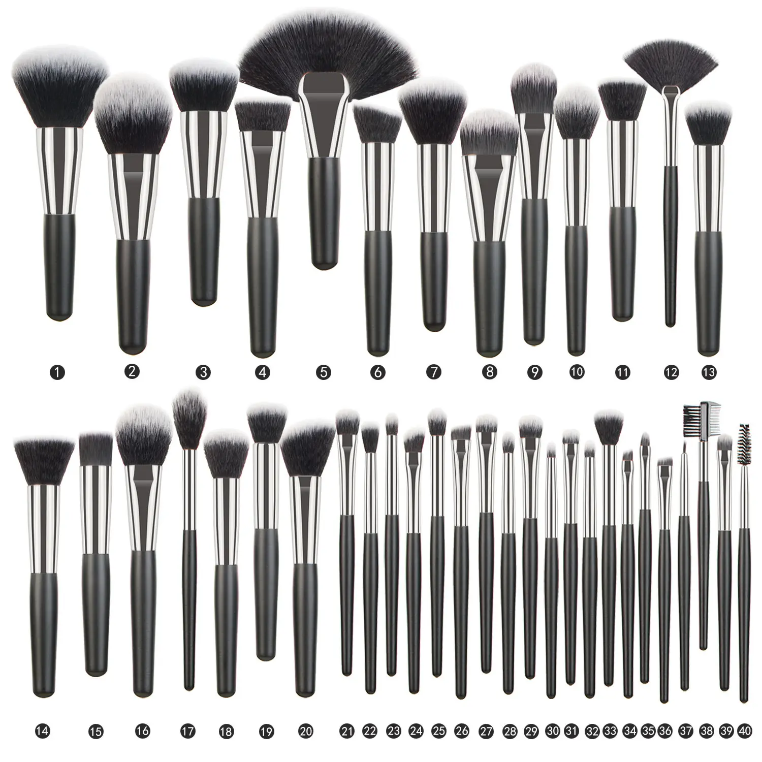 40pcs brochas de maquillaje cosmetiquera Custom Logo Eyeshadow Nylon Makeup Brush Set Makeup Brush Set For Eye