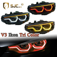 Pieza de Repuesto para Automóvil SJC para BMW Serie 4 2014-2020 F32 M3 M4 F80 F82 F8X, Faro Delantero LED Estilo Ikon V3 Tricolor Amarillo, Blanco y Rojo