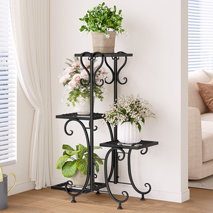 Support de plantes moderne en fer forgé multi-niveaux, étagère à fleurs sur pied pour balcon intérieur, rangement pour maison, jardin et salon - Product Image 2