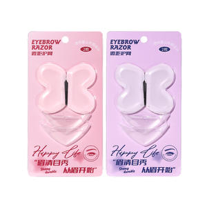 LMLTOP Mini tondeuse à sourcils en forme de cœur, lot de 2, en acier inoxydable avec filet de protection pour usage général, rose et violet - Product Image 3