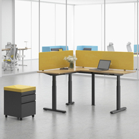 Bureau d'angle en forme de L réglable OMNI avec contrôleur de mémoire, bureau d'angle réglable en hauteur