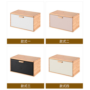 Boîte à pain en bambou 36x24x19cm, rangement de cuisine moderne et minimaliste avec couvercle pour le pain et les produits de boulangerie - Product Image 3