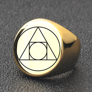 Geometric Triangle Round <b>Titanium</b> Steel <b>Ring</b> 22mm For Women Gift Jewelry - Product Image 3