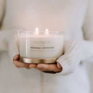 LANJO Wholesale Private <b>Label</b> White Transparent 12oz 14oz Large Glass <b>Jar</b> 3 Wick 100% Soy Wax Scented Candle with Wooden Lids - Product Image 1