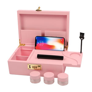 Rose personnalisé LOGO étui à fumer accessoires nature bambou bois fumer herbe cachette boîte avec bocaux serrure combo kit - Product Image 1