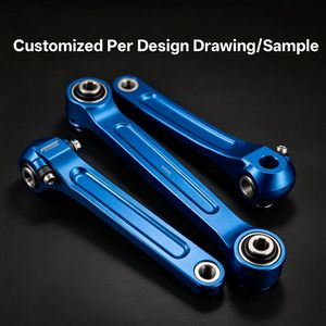 Custom Aluminum Forged CNC Machined Motorcycle Linkage Rod Blue Anodized Finish for Suspension - Product Image 1