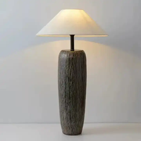 Lampe sur pied en céramique rétro en gros, style nordique, pour salon et chambre, lampe LED vintage Wabi-Sabi