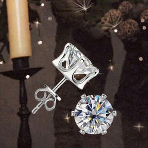 Classic 4-Prong Moissanite <b>Stud</b> Earrings 0.1-4ct White Gold 925 Sterling <b>Silver</b> VVS Mossanite Diamond for Men and Women" - Product Image 2