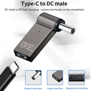 Tishric Máy Tính Xách Tay Điện Sạc Cung Cấp Kết Nối Adapter Pd 100W 5A USB Type-C Nữ Để DC Nam Cho HP/Lenovo/Dell